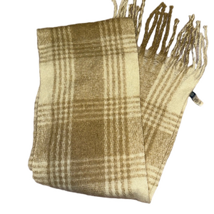 Old Navy Beige Plaid Fringe Scarf